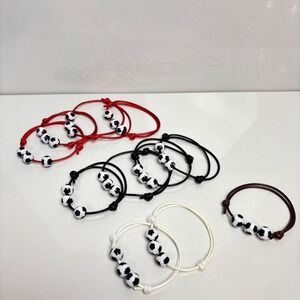 Soccer Team Favor Bracelet Set of 10 Soccer Ball Charm Cord Adjustable Team Gift